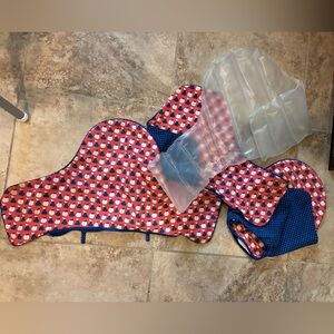 IKEA Red and Blue Patterned High Chair Covers and Inflatable Cushion
